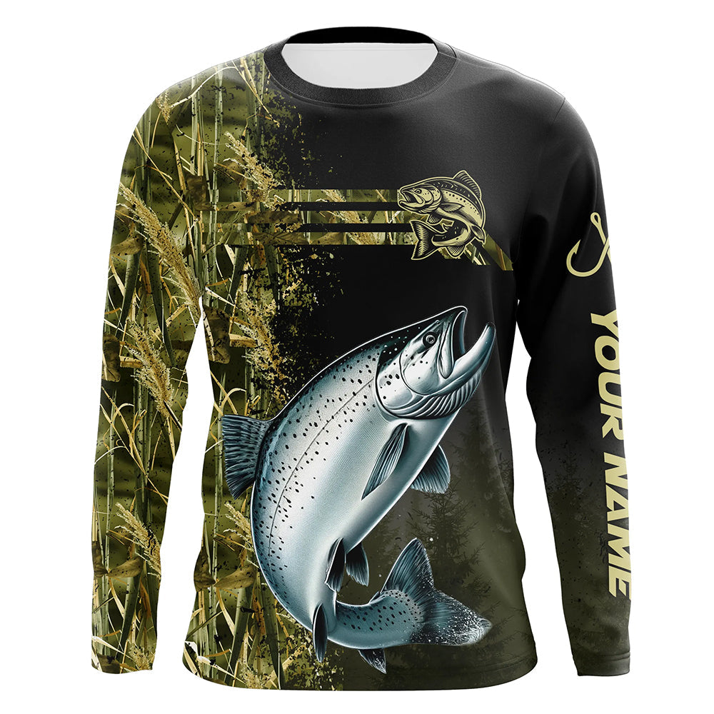 Salmon fishing camouflage Custom performance long sleeve Fishing Shirts, Salmon Fishing jerseys NQS9073