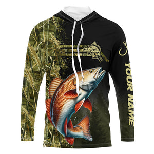 Redfish fishing camouflage Custom performance long sleeve Fishing Shirts, Red Drum Fishing jerseys NQS9074