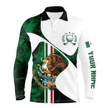 Load image into Gallery viewer, Mexican Flag Mens golf polo shirts custom Mexico golf tops for men, unique mens golf apparel NQS7383