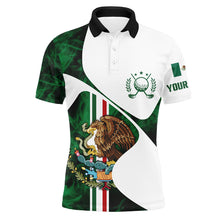 Load image into Gallery viewer, Mexican Flag Mens golf polo shirts custom Mexico golf tops for men, unique mens golf apparel NQS7383