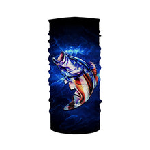 Load image into Gallery viewer, American flag Largemouth Bass Fishing blue galaxy background Custom name UV protection fishing shirts NQS782