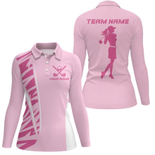Load image into Gallery viewer, Pink Women golf polo shirts custom pink golf outfit women, women's golf apparel NQS8389