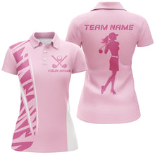 Load image into Gallery viewer, Pink Women golf polo shirts custom pink golf outfit women, women's golf apparel NQS8389