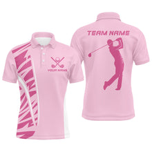 Load image into Gallery viewer, Pink matching golf polo shirts for couples custom pink couples golf outfits NQS8389