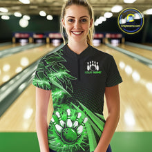 Load image into Gallery viewer, Black and Green Bowling Polo, 1/4 zip shirts For Women Custom Team Bowling Jerseys, Gift For Bowlers NQS10787