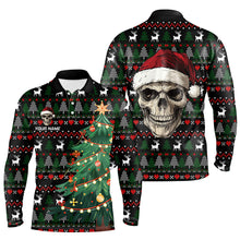 Load image into Gallery viewer, Funny Ugly Christmas pattern Santa Skull Mens Golf Polo Shirts  Custom Xmas Gifts For Men NQS9082