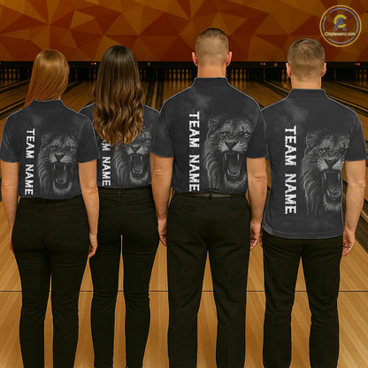 Lightning Thunder Smoke Lion Bowling Polo, 1/4 Zip Shirts For Women Custom Lion Team Bowling Jerseys NQS11162