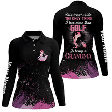 Load image into Gallery viewer, Black Womens golf polo shirt custom funny golf gift for nana the thing I love than golf being grandma NQS5380