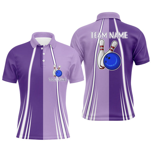 Personalized Purple Retro Bowling Polo, Quarter Zip shirt For Men custom vintage bowling team jersey NQS7578