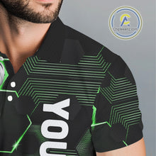 Load image into Gallery viewer, Green and Black golf clubs Mens golf polo shirts custom name golf outfit men, personalized golf gifts NQS10213