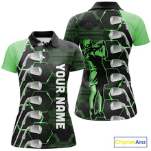 Load image into Gallery viewer, Green and Black golf clubs Women golf polo shirts custom golf outfit ladies, personalized golf gifts NQS10213
