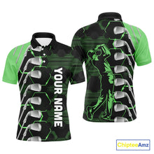 Load image into Gallery viewer, Green and Black golf clubs Mens golf polo shirts custom name golf outfit men, personalized golf gifts NQS10213
