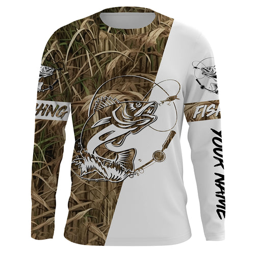 Walleye fishing custom name performance long sleeves fishing shirt UV protection NQS654