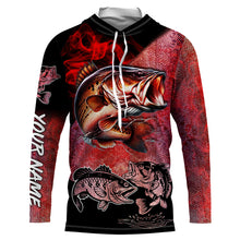 Load image into Gallery viewer, Bass Fishing UV protection customize name long sleeves fishing shirt | Red NQS661