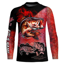 Load image into Gallery viewer, Bass Fishing UV protection customize name long sleeves fishing shirt | Red NQS661