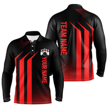 Load image into Gallery viewer, Black and Red Bowling Polo, Quarter Zip Shirt For Men Custom Bowling Team League Jerseys, bowling gift NQS8401