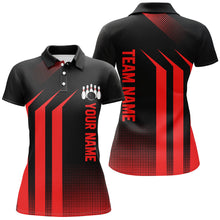 Load image into Gallery viewer, Black and Red Bowling Polo, Quarter Zip Shirt For Women Custom Bowling Team League Jerseys NQS8401