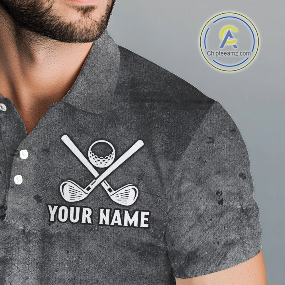 Gray Grunge Texas Flag Mens golf polo shirts Custom patriotic Golf attire for men NQS10580