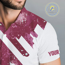 Load image into Gallery viewer, Pink and white golf ball flame Men golf polo shirts custom team golf shirts, mens golf clothing NQS10977