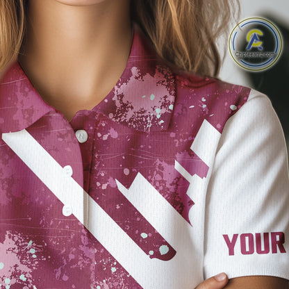 Pink and white golf ball flame Women golf polo shirts custom team golf shirts, ladies golf clothing NQS10977