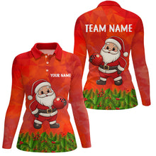 Load image into Gallery viewer, Personalized Funny Santa Christmas Women Bowling Shirts, Christmas Bowling Shirts Team Uniform | Red NQS9095