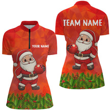 Load image into Gallery viewer, Personalized Funny Santa Christmas Women Bowling Shirts, Christmas Bowling Shirts Team Uniform | Red NQS9095