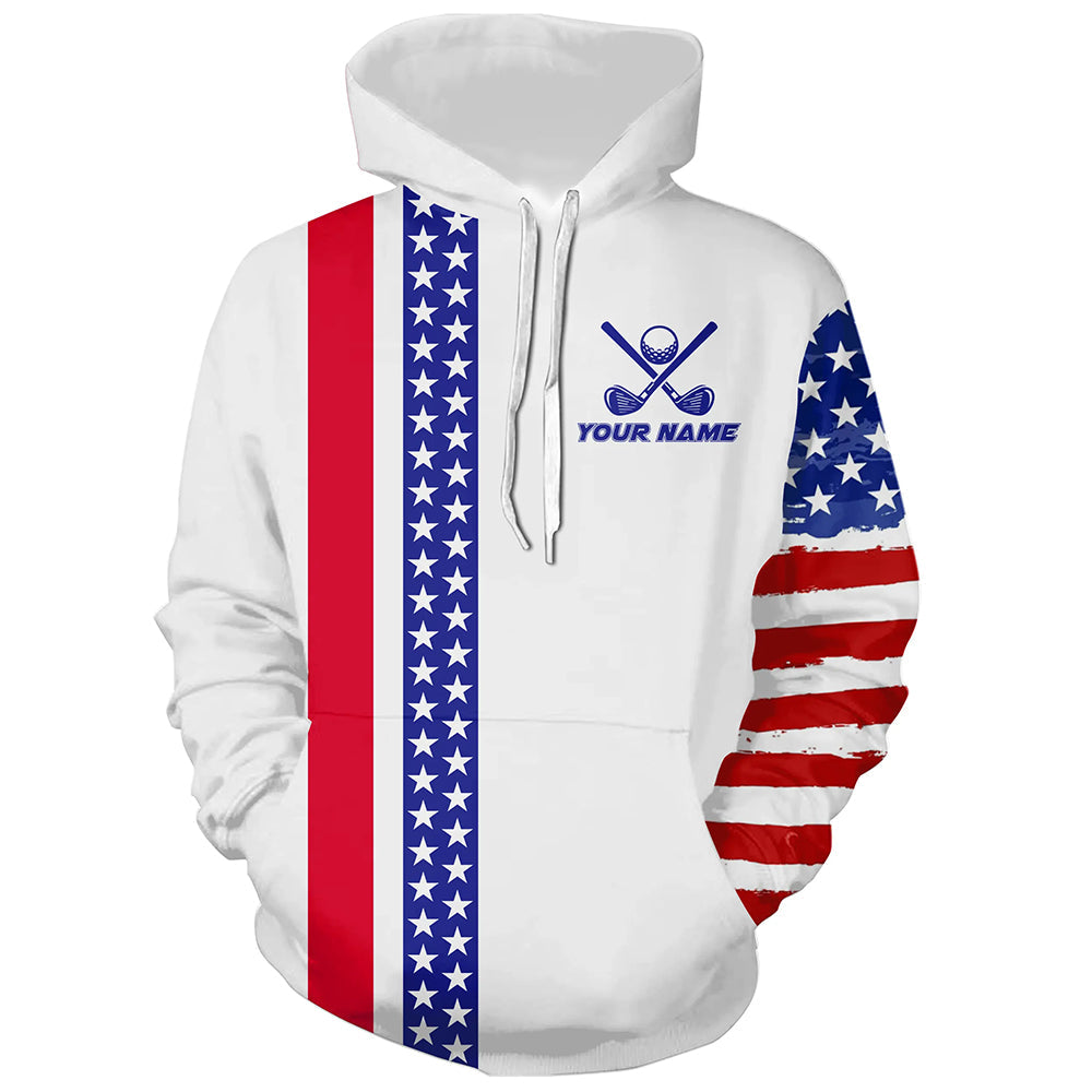 Red, white and blue American Flag Golf Hoodies Custom Patriotic Golf shirt for men, women NQS9098