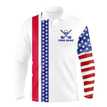 Load image into Gallery viewer, Red, white and blue American Flag Mens Golf Polo Shirts Custom Patriotic Golf shirt For Men NQS9098