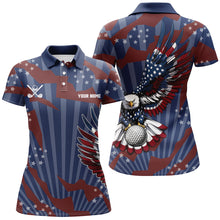 Load image into Gallery viewer, American Flag Eagle Golf Ball Womens Golf Polo Shirts Custom Patriotic Ladies Golf Tops, golfing gifts NQS9100