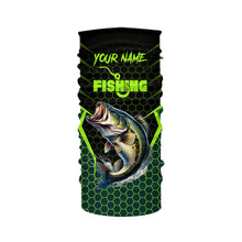 Load image into Gallery viewer, Black and Green Largemouth Bass Fishing Custom team name UV protection long sleeves fishing shirts NQS9311