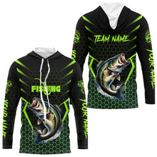 Load image into Gallery viewer, Black and Green Largemouth Bass Fishing Custom team name UV protection long sleeves fishing shirts NQS9311