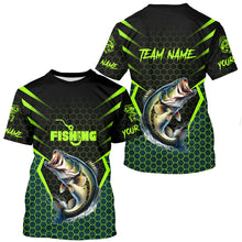 Load image into Gallery viewer, Black and Green Largemouth Bass Fishing Custom team name UV protection long sleeves fishing shirts NQS9311