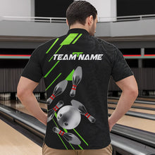 Load image into Gallery viewer, Silver Bowling Ball pins Team bowling shirts for Men custom bowling Polo, Quarter zip jersey | Green NQS9628