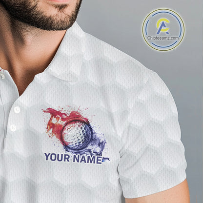 Red, White and Blue argyle American Flag Mens golf polo shirt custom patriotic golf apparel for men NQS9814