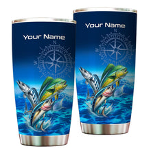 Load image into Gallery viewer, Personalized Mahi Mahi, Wahoo, Tuna Blue Fishing offshore Tumbler Cup custom name gift for fisherman NQS9923