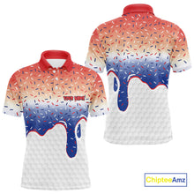 Load image into Gallery viewer, Red, white and blue dripping candy Mens Golf polo shirts Custom funny Golf attire For Mens NQS10058