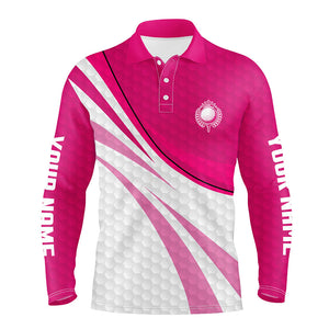 Pink and white golf shirt custom name Mens golf polo shirts, mens pink golf polo, golfer gifts NQS7976