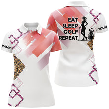 Load image into Gallery viewer, Funny Pink Leopard pattern White matching golf polo shirts for couples custom Eat sleep golf repeat NQS8408