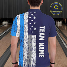 Load image into Gallery viewer, Blue Grunge American Flag Bowling Shirts For Men Custom patriotic Bowling Team League Jerseys NQS11176