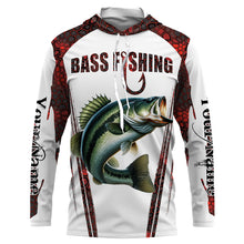 Load image into Gallery viewer, Bass fishing red camo Custom Name Funny Fishing Shirts UV Protection Gift For Fisherman NQS5111