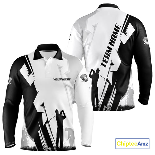 Mens golf polo shirts custom white and black golf tops for men, best golf gifts NQS10061