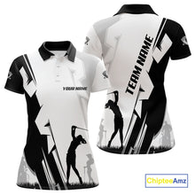 Load image into Gallery viewer, Women golf polo shirts custom white and black golf tops for ladies, best golf gifts NQS10061