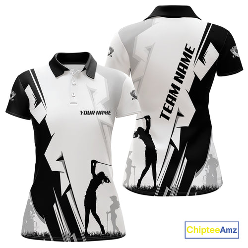 Women golf polo shirts custom white and black golf tops for ladies, best golf gifts NQS10061