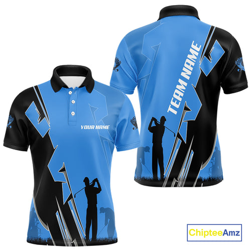 Mens golf polo shirts custom blue and black golf tops for men, best golf gifts NQS10062