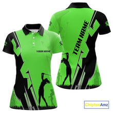 Load image into Gallery viewer, Women golf polo shirts custom green and black golf tops for ladies, best golf gifts NQS10063