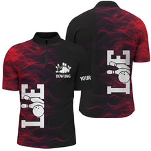 Load image into Gallery viewer, Red Flame Bowling Custom Men Bowling Polo, Quarter zip Shirts Bowling Team Jerseys Tournament NQS8411