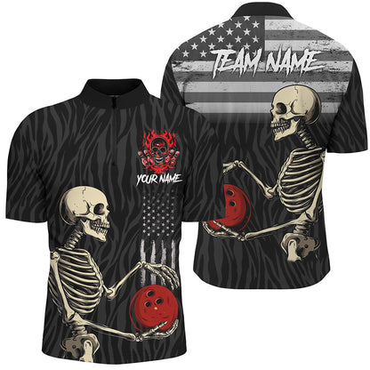 Black American Flag Skull Bowling Camo Custom Bowling Shirts For Men Bowling Team League Jerseys NQS8419