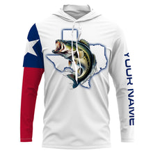 Load image into Gallery viewer, Texas Bass Fishing Texas Flag patriotic UV protection customize name long sleeves fishing shirts NQS2326