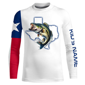 Texas Bass Fishing Texas Flag patriotic UV protection customize name long sleeves fishing shirts NQS2326