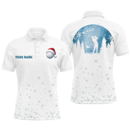 Snowflake Christmas pattern Men golf polo shirt custom Christmas golf tops for men, golfing gifts NQS8850